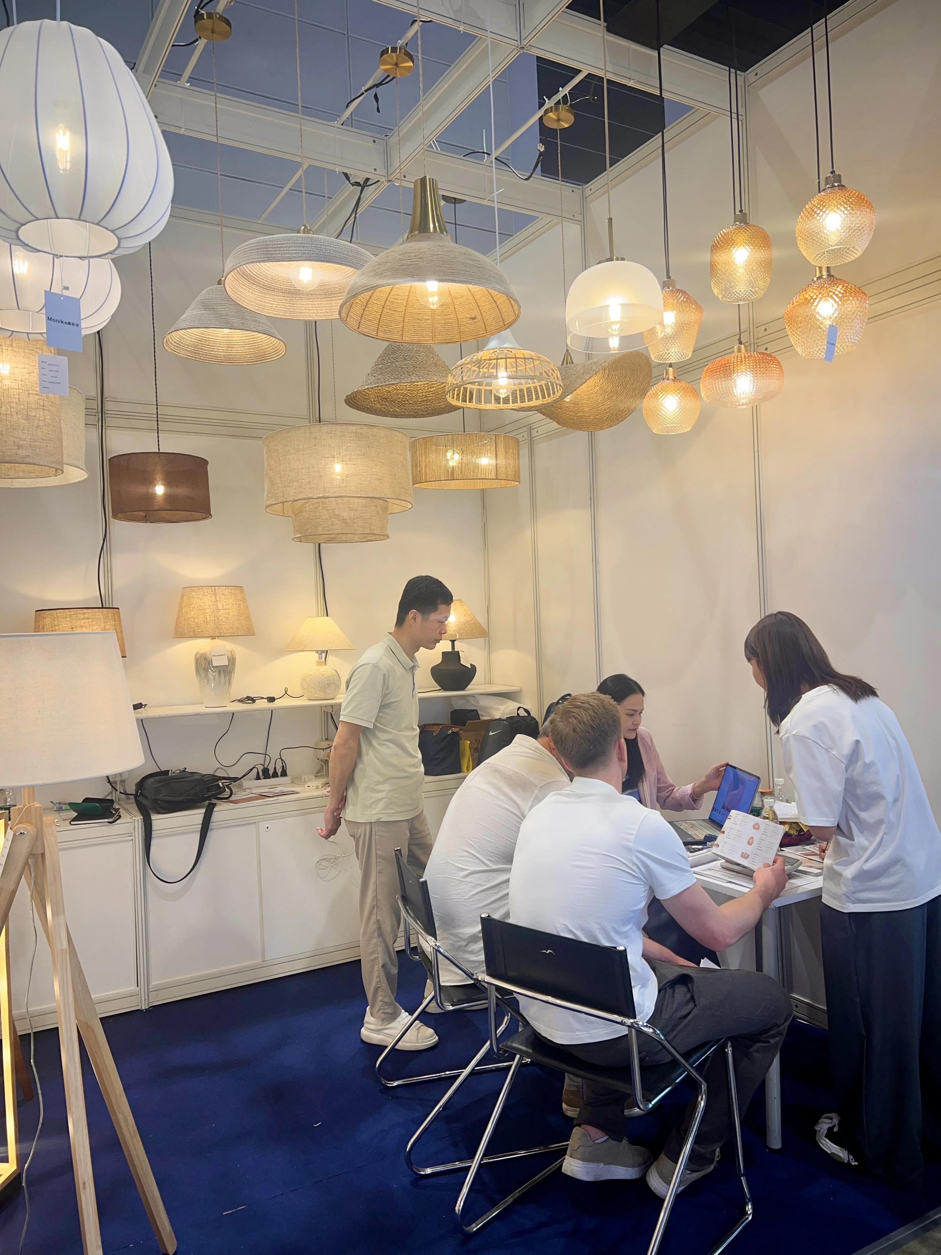 Monike Lighting LED product display at the Hong Kong lighting exhibition
